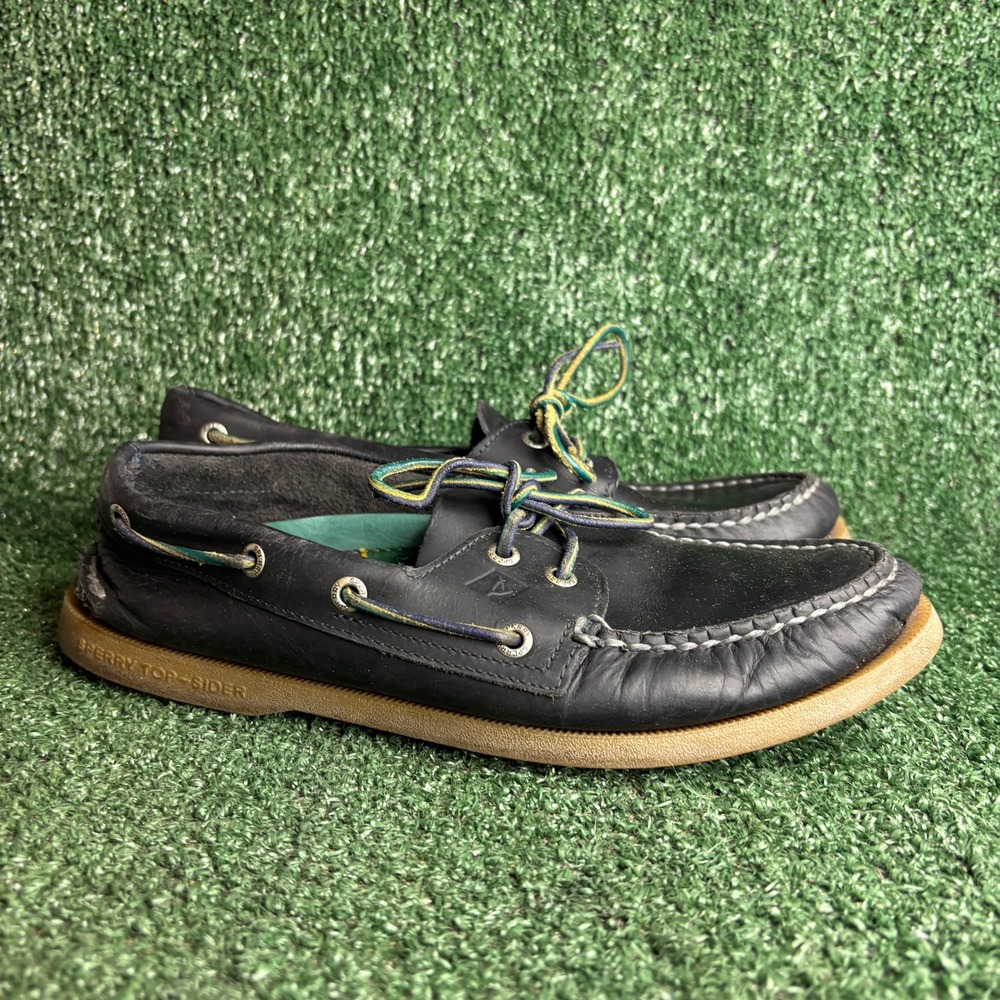 Sperry Top-Sider 2-Eye Varsity Leather Boat Shoes Navy Blue Mens Size 8.5 M